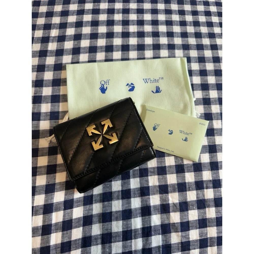 Authentic Off-White Jackhammer French Leather Black Wallet *NEW WITH FLAW* - Picture 4 of 11